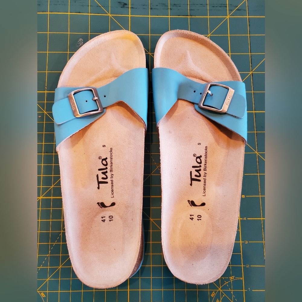 Birkenstock Tula Madrid Turquoise Blue Buckle Sandal Slides EU 41 Womens US 10